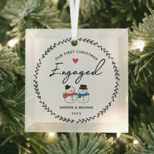 Ornement En Verre Notre 1er Noël Engagé