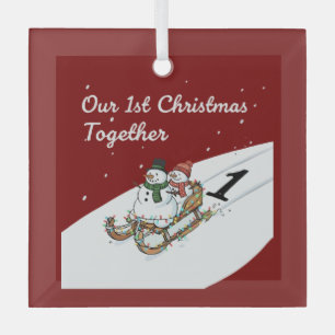 Ornement En Verre Notre 1er Noël Ensemble Couple de Bonhomme de Ne
