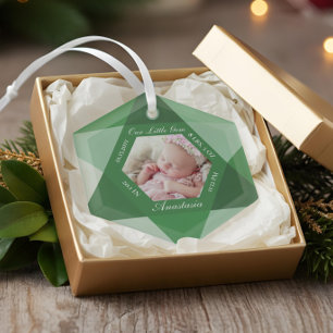 Ornement En Verre Notre petit bijou mai Birthstone Baby Stats de nai