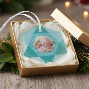 Ornement En Verre Notre petit bijou Mars Birthstone Baby Stats de na