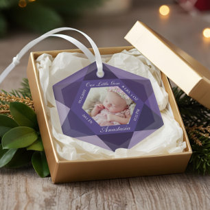 Ornement En Verre Notre Petit Jeu Février Birthstone Baby Birth Stat