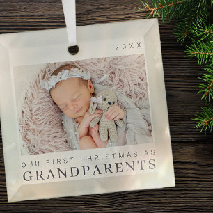 Ornement En Verre Notre premier Noël en grands-parents Moderne Chic