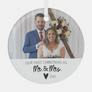 Ornement En Verre Notre premier Noël en tant que M. et Mme Ornament