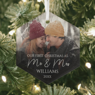 Ornement En Verre Notre premier Noël en tant que Mr & Mrs Elegant Ph