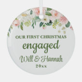 Ornement En Verre Notre premier Noël engagé couple personnalisé (Recto)