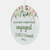 Ornement En Verre Notre premier Noël engagé couple personnalisé (Avant gauche)