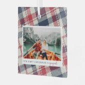 Ornement En Verre Notre premier Noël Engagé Photo Plaid Moderne (Avant gauche)
