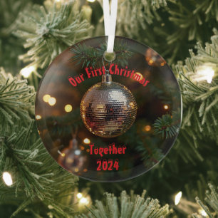 Ornement En Verre Notre premier Noël ensemble personnalisable