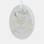 Ornement En Verre Notre premier script botanique de Noël marié (Avant gauche)