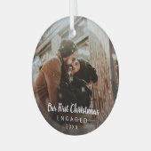 Ornement En Verre Notre première photo de Noël engagé Chalk Script (Avant gauche)