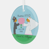 Ornement En Verre Nounours mariés : (Avant gauche)