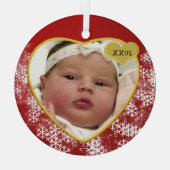 Ornement En Verre Nouvel enfant Noël Coeur rouge Photo année de nais (Verso)