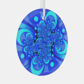 Ornement En Verre Nuances de bleu moderne art fractal Abstrait (Avant droite)