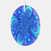 Ornement En Verre Nuances de bleu moderne art fractal Abstrait (Avant gauche)