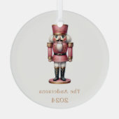 Ornement En Verre Nutcracker rose blanc (Verso)
