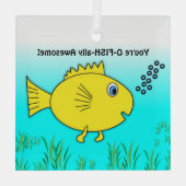 Ornement En Verre O-Fish-ally Awesome Poisson Cartoon de natation (Verso)