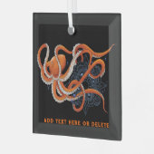 Ornement En Verre Octopus Orange Mandala bleu (Avant gauche)