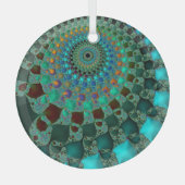 Ornement En Verre Oeil de Chameleon Turquoise Abstrait Fractal Manda (Recto)