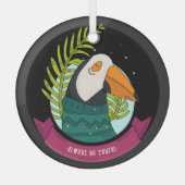 Ornement En Verre Oiseau de Noël toujours être joyeux (Recto)