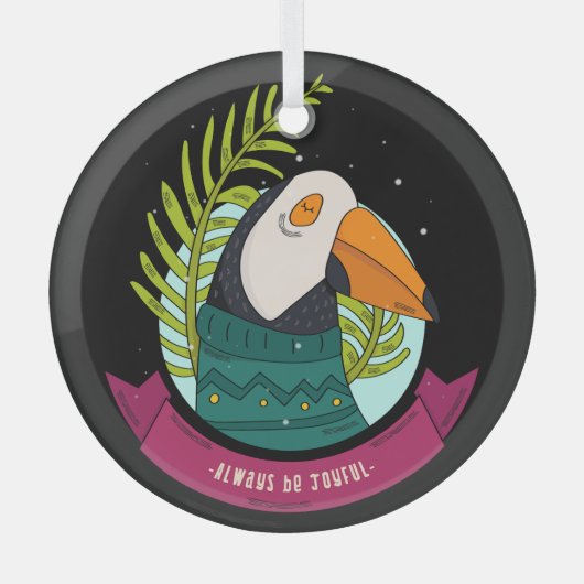 Ornement En Verre Oiseau de Noël toujours être joyeux (Recto)