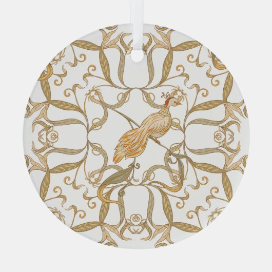 Ornement En Verre Oiseaux à fleurs Art nouveau (Verso)