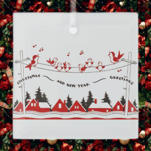 Ornement En Verre Oiseaux rétro Noël et Nouvel An