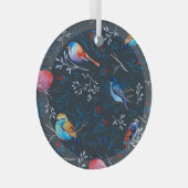 Ornement En Verre Oiseaux vibrants : Gouache Dark Elegance (Avant droite)