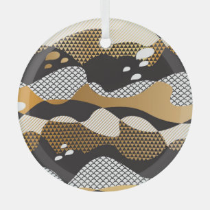 Ornement En Verre Ondes d'or métallique : motif géométrique.