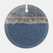 Ornement En Verre Orange Stitch, Double Denim Patch. (Recto)