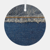 Ornement En Verre Orange Stitch, Double Denim Patch. (Verso)