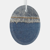 Ornement En Verre Orange Stitch, Double Denim Patch. (Avant droite)