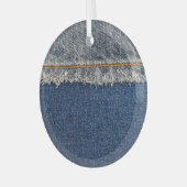 Ornement En Verre Orange Stitch, Double Denim Patch. (Avant gauche)