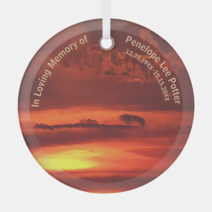 Ornement En Verre Orange Sunrise Memorial Keepsaké Suncatcher