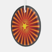 Ornement En Verre Orange Sunshine Starburst Fractal Mandala (Avant gauche)