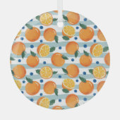 Ornement En Verre Oranges à rayures arrière - plan, motif d'été. (Recto)