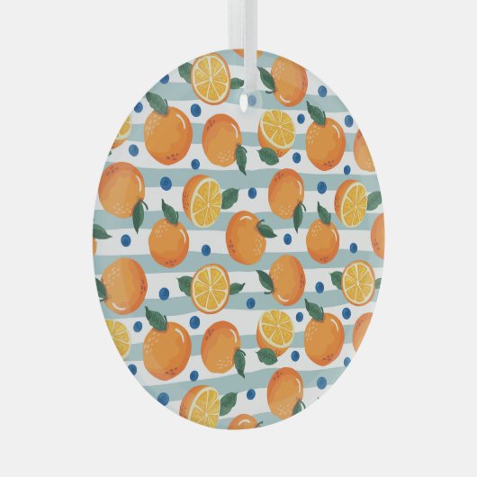 Ornement En Verre Oranges à rayures arrière - plan, motif d'été. (Avant droite)