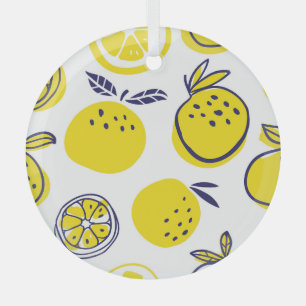 Ornement En Verre Oranges d'été : Motif de fruits élégant.