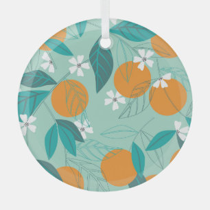 Ornement En Verre Oranges en fleurs, feuille, art vintage.
