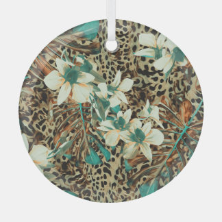 Ornement En Verre Orchidées Floral Aquarelle Illustration sans joint