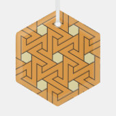 Ornement En Verre Oriental Orange Beige Triple Motif arabe (Recto)