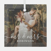 Ornement En Verre Our 1st Christmas' Newlyweds Photo Keepsake (Recto)