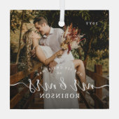 Ornement En Verre Our 1st Christmas' Newlyweds Photo Keepsake (Verso)