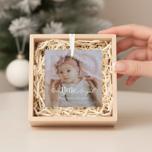 Ornement En Verre Our Little Angel Sweet Newborn Baby Photo Keepsake