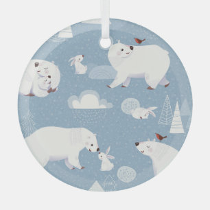 Ornement En Verre Ours polaires Hiver Vintage