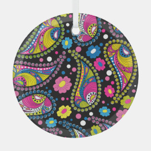 Ornement En Verre Paisley de style tribal, motif ethnique sans soudu