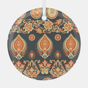 Ornement En Verre Paisley Floral : Oriental Ethnic Seamless