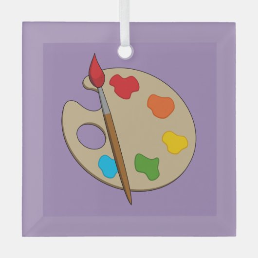 Ornement En Verre Palette Artiste avec pinceau (Recto)