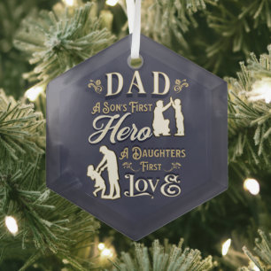 Ornement En Verre Papa A Son's First A Daughter First Love