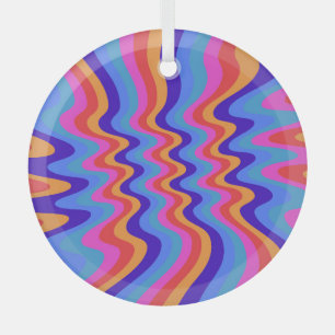 Ornement En Verre Papier peint Hippie Trippy Retro des années 1960