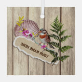 Ornement En Verre Papier tordu rustique Peinture à huile de bois Per (Verso)